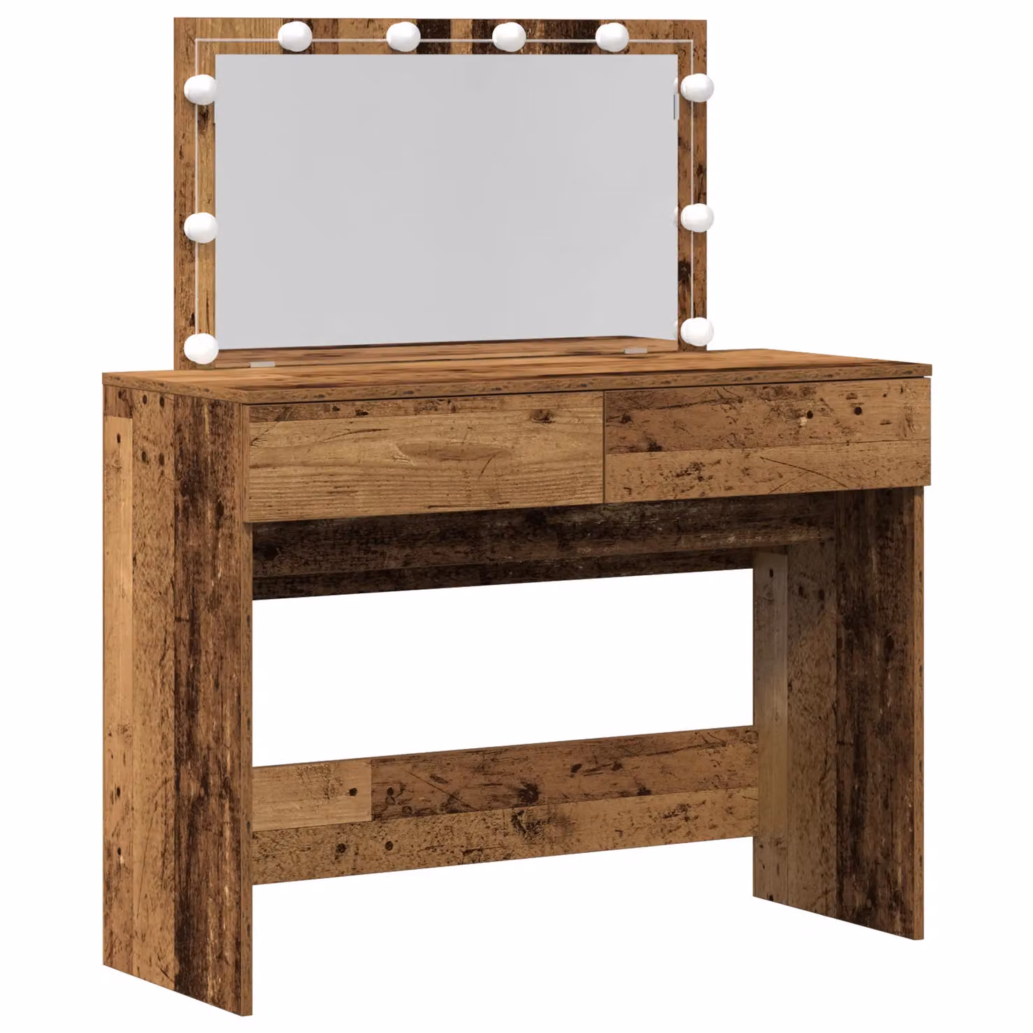 Berkfield Home Rustic Wood Dressing Table with LED in Brown, W/D/H: 100 x 40 x 120 cm – 2