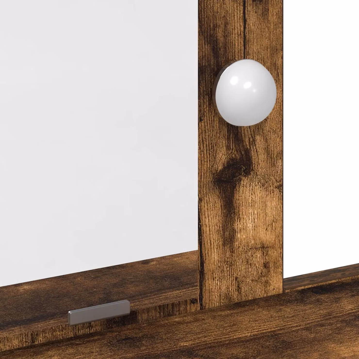 Berkfield Home Makeup Table with Hollywood LED Lights in Smoked Oak Brown, W: 79 cm, D: 41 cm, H: 140 cm – 4