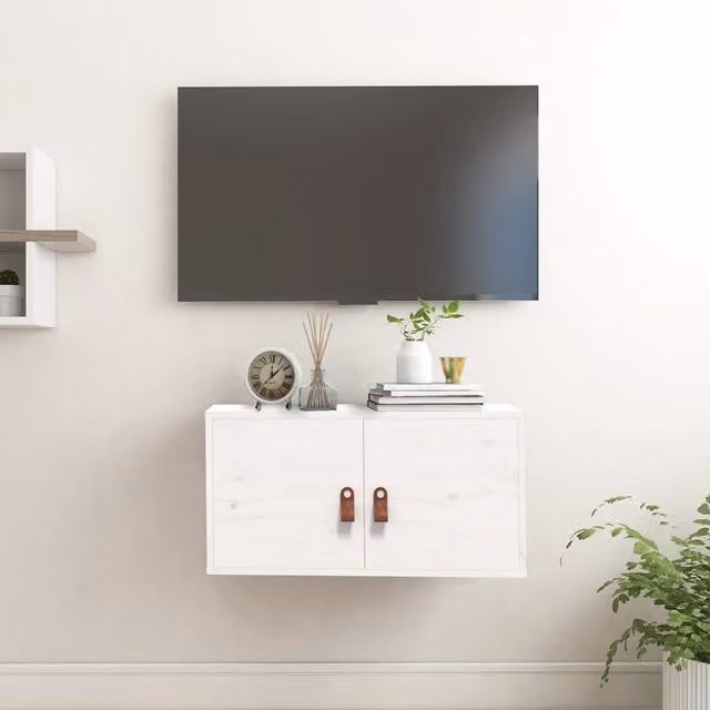 Berkfield Home White Solid Wood Pine Wall Cabinet W: 60 cm, D: 30 cm, H: 30 cm