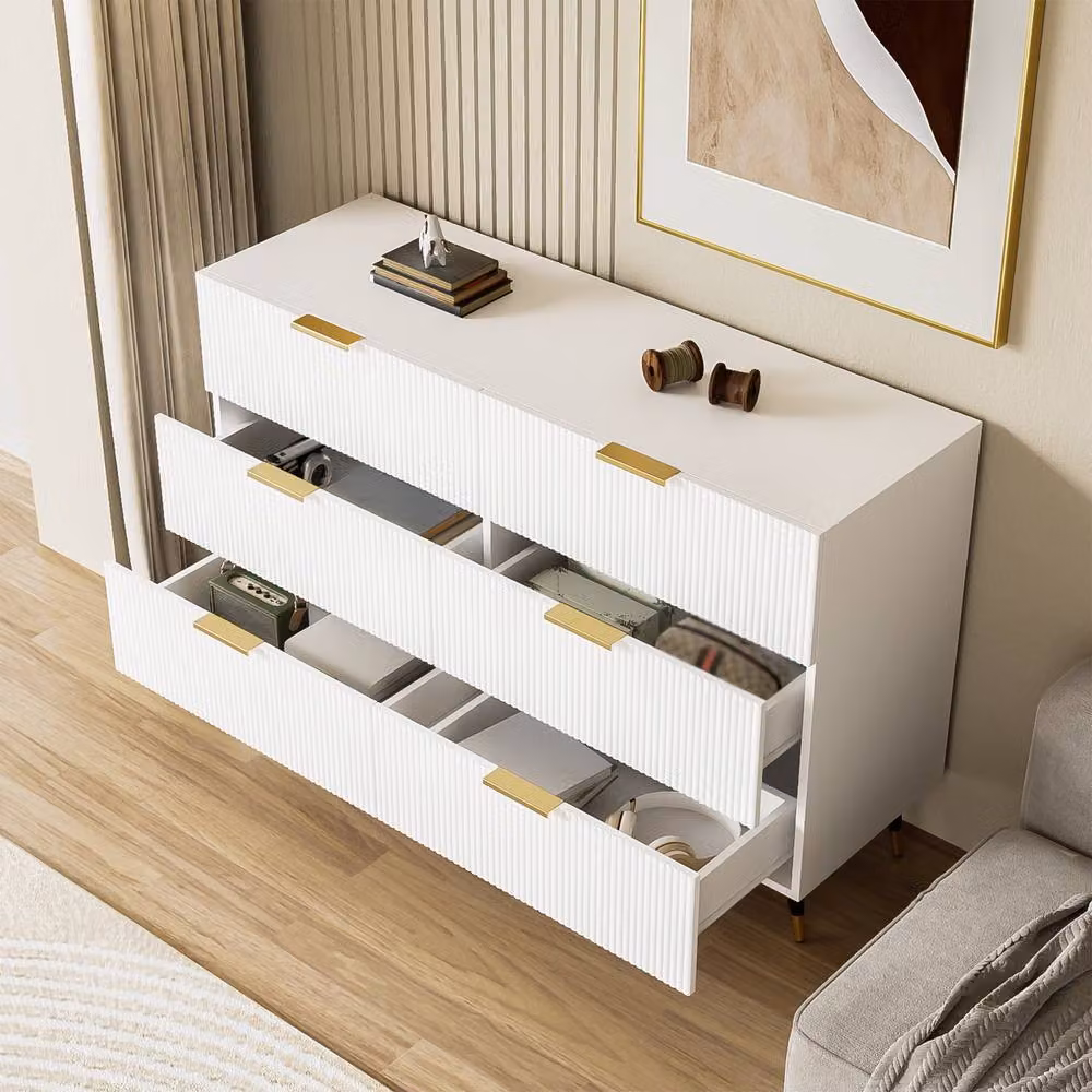 ModernLuxe 6 Drawer Chest of Drawers with Golden Handles in White – 3