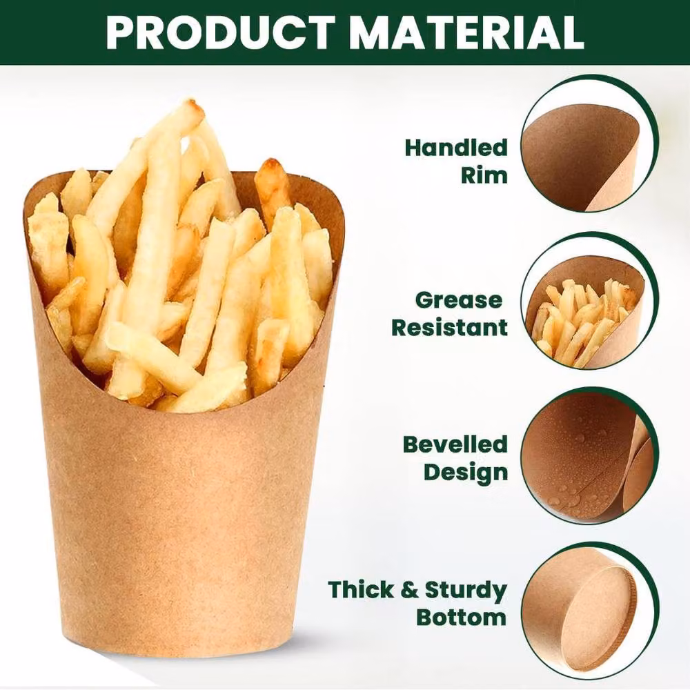 ECONX Disposable Kraft Paper French Fries Holder, Brown, 12oz, 200 Pieces – 2