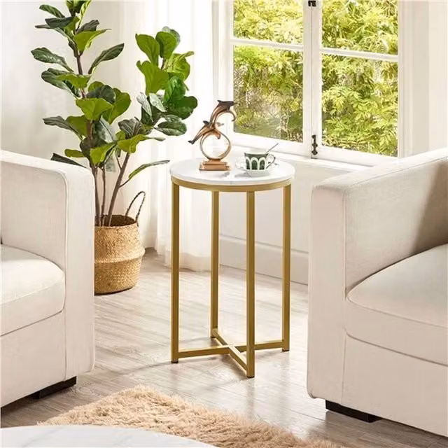 KORVIXA Gold Round Metal End Side Table