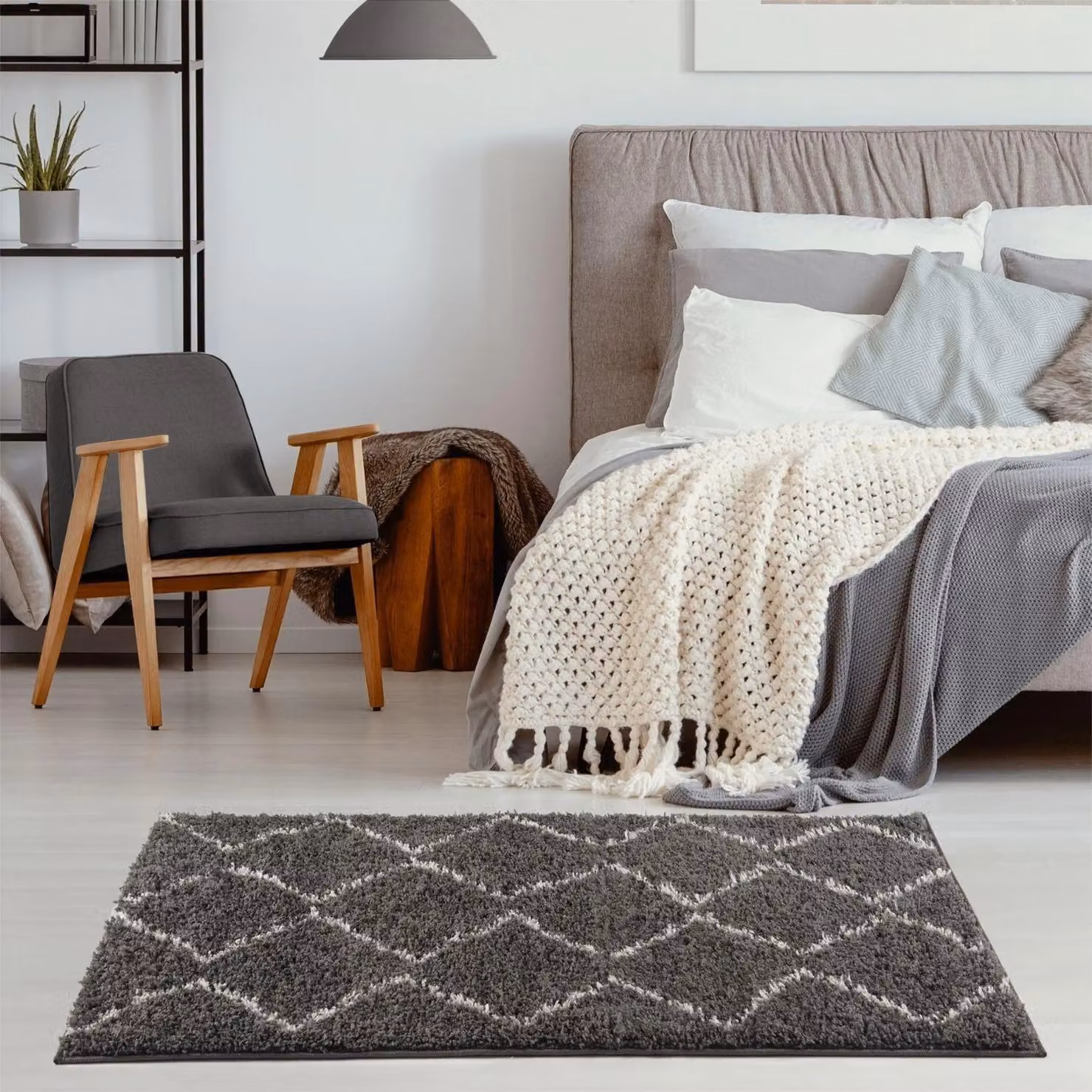 THE RUGS Moroccan Design Rectangular Rug for Living Room and Bedroom, Grey and White, W: 200 cm, D: 290 cm – 10