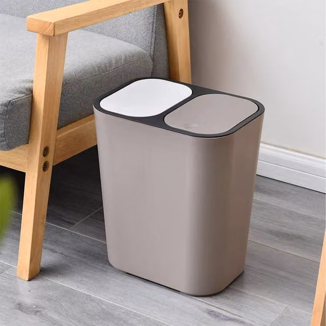 Lifeideas 2-in-1 Touch Kitchen Sorting Waste Bin, Grey Plastic