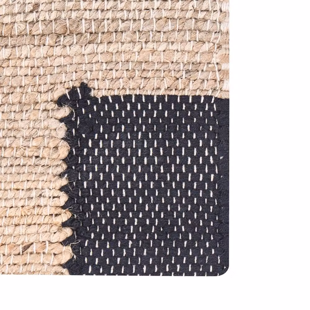 Wyld and Coco Woven Jute and Cotton Striped Runner Rug in Beige and Black, W: 80 cm, L: 300 cm – 3