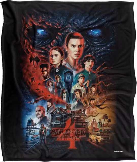 Stranger Things Creel House Season Four Officially Licensed Silky Touch Super Soft Throw Blanket, White, W: 152 cm, D: 127 cm