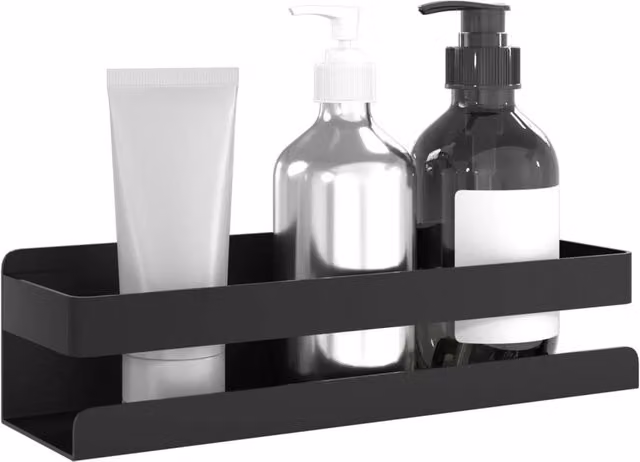 Berkfield Home Matt Black Wall Mounted Shower Shelf, W/D/H: 20 x 6.5 x 6 cm – 1