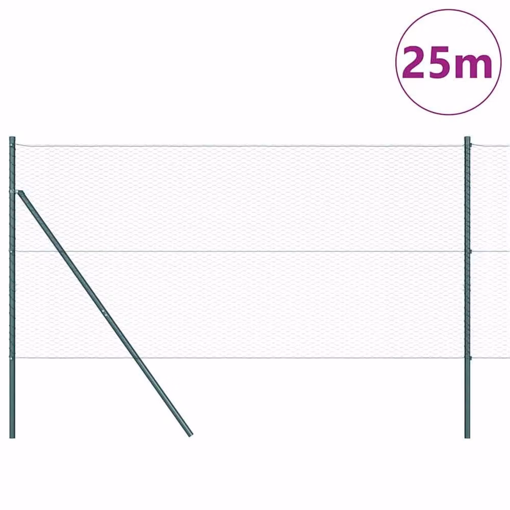 Berkfield Home Green Powder-Coated Steel Hexagon Fence, H: 140 cm x W: 25 m – 3