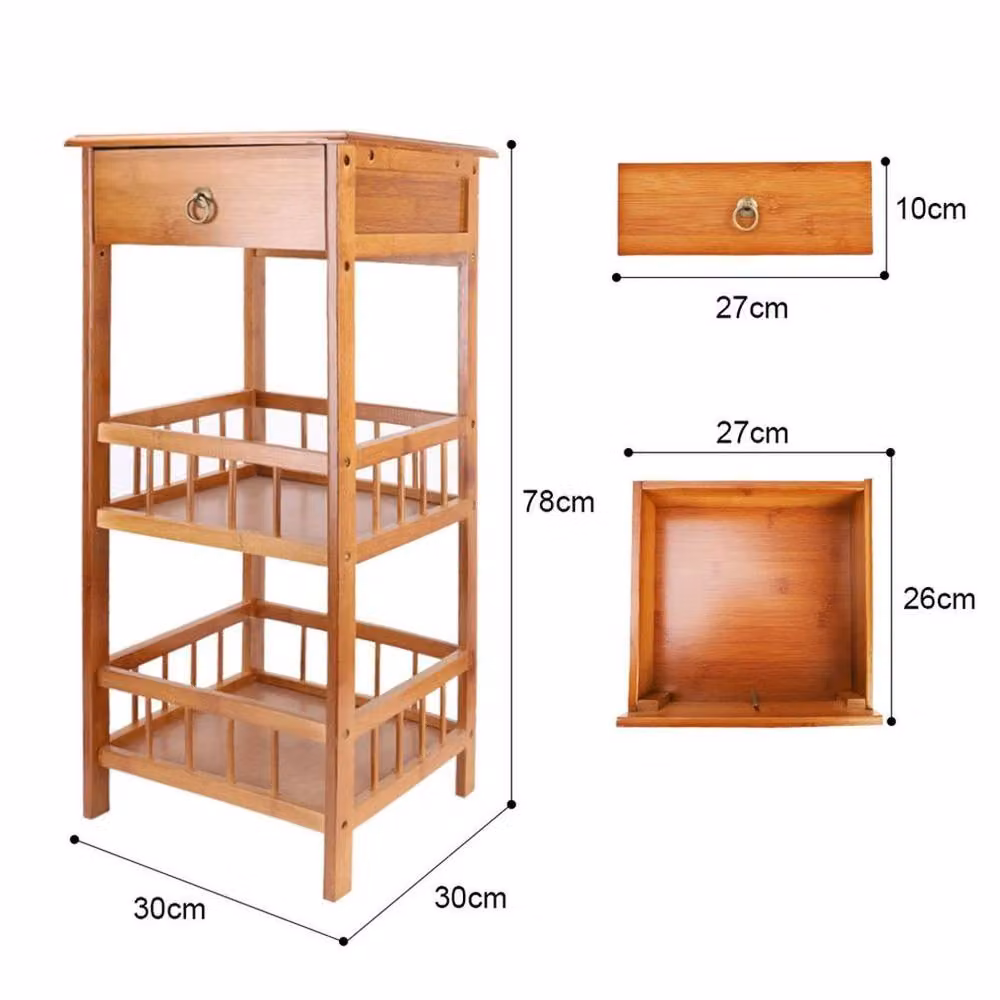FLAVORA M Bedside Drawer Storage Nightstand in Brown, W/D/H: 30 x 30 x 78 cm – 3