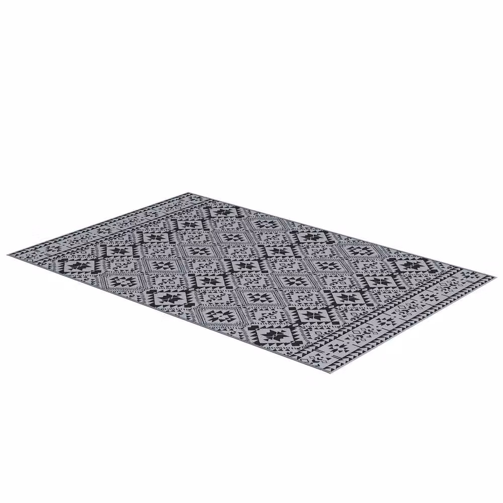 NESTLUNE Reversible Waterproof Outdoor Garden Rug in Grey, UV-Resistant Polypropylene, W/D/H: 100 x 100 x 100 cm – 5