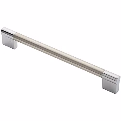Loops Keyhole Bar Pull Handle in Satin Nickel and Chrome, 204 x 14 mm with 192 mm Fixing Centres