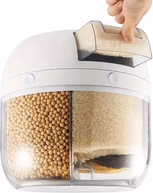 NESTLUNE 360 Degree Rotating 6-Grid Cereal and Rice Grain Dispenser in Transparent Plastic – 1