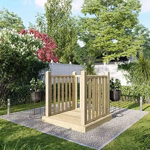 Powersheds Premium Wooden Decking Kit with Hand Rails in Brown