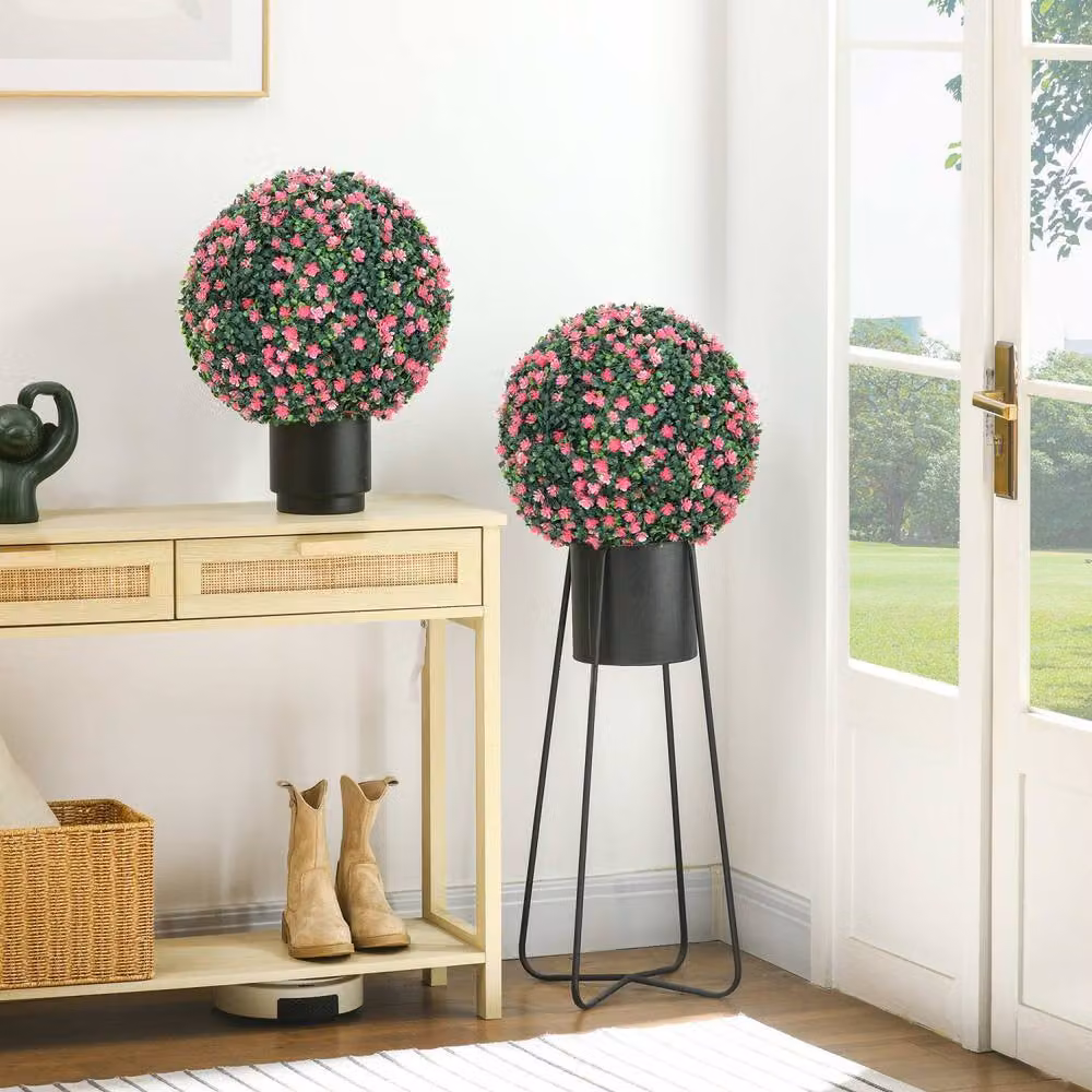 Wyld Haus Notolu Kano Set of 2 Pink Artificial Boxwood Ball Plants – 3