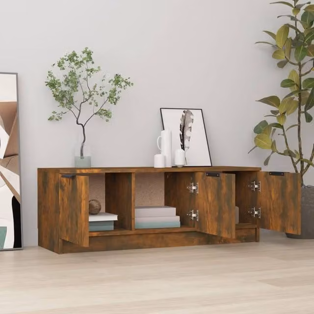 Berkfield Home Smoked Oak TV Cabinet in Brown, W/D/H: 102 x 35 x 36.5 cm – 1