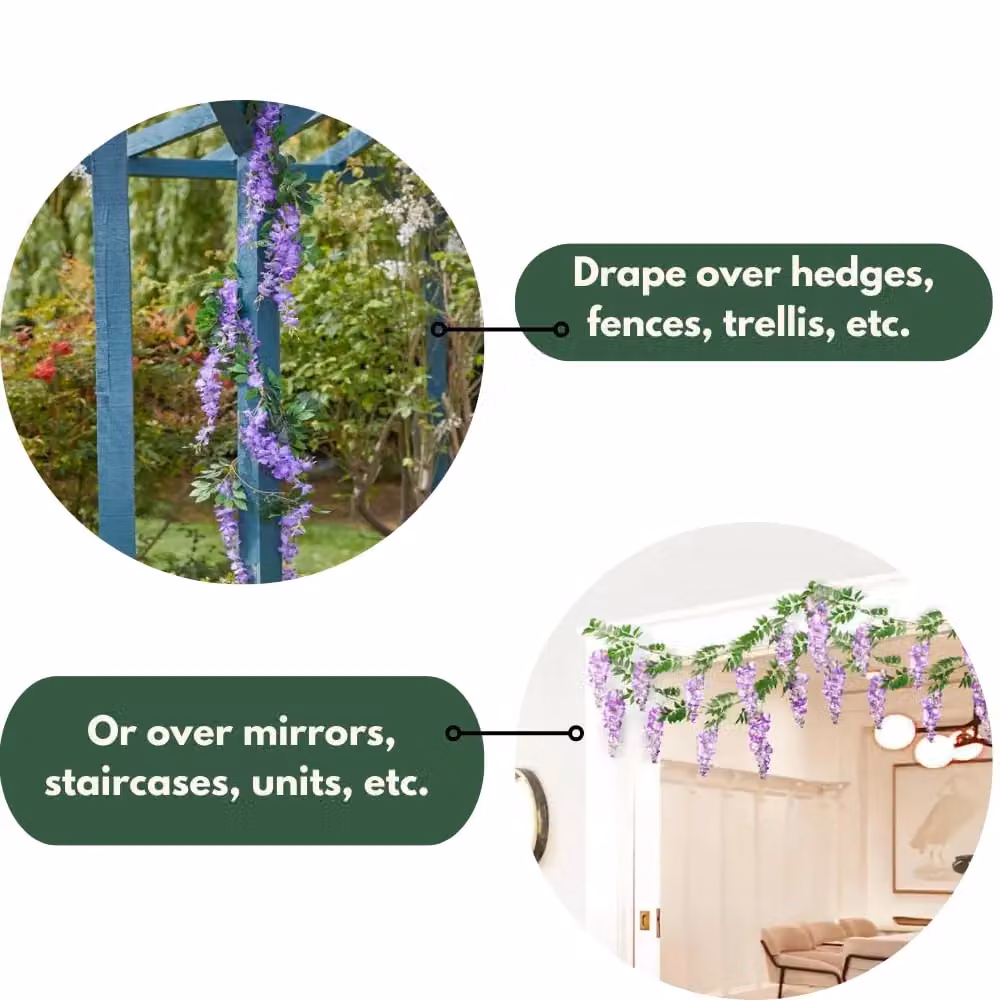Marco Paul Summer Wisteria Floral Hanging Garland in Purple, 180 cm – 4
