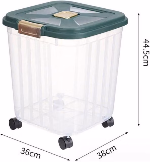 FLAVORA XL 12.5kg Plastic Pet Food Storage Container Bin with Wheels in Clear