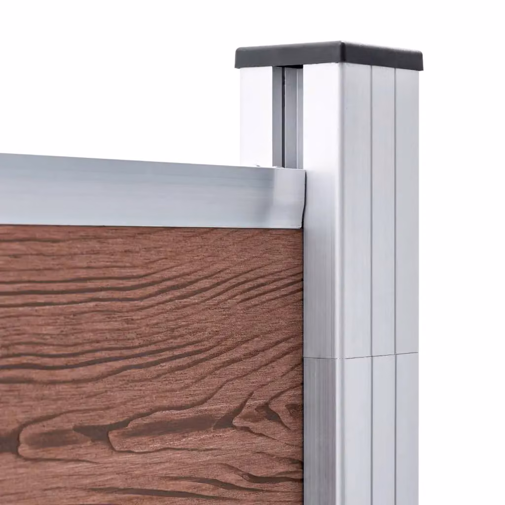 Berkfield Home Garden WPC and Aluminium Fence, Brown, W: 699 cm, H: 186 cm – 2