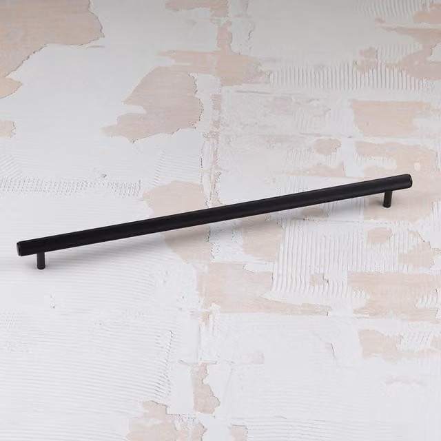 Handle & Home Grooved Textured Bar Cabinet Handle in Matt Black Aluminium, Length: 360 mm