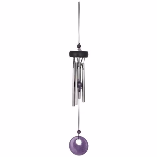 Woodstock Chimes Small Precious Stone Outdoor Wind Chime in Purple, Silver and Black, H x W x D: 30.48 x 30.48 x 10.16 cm