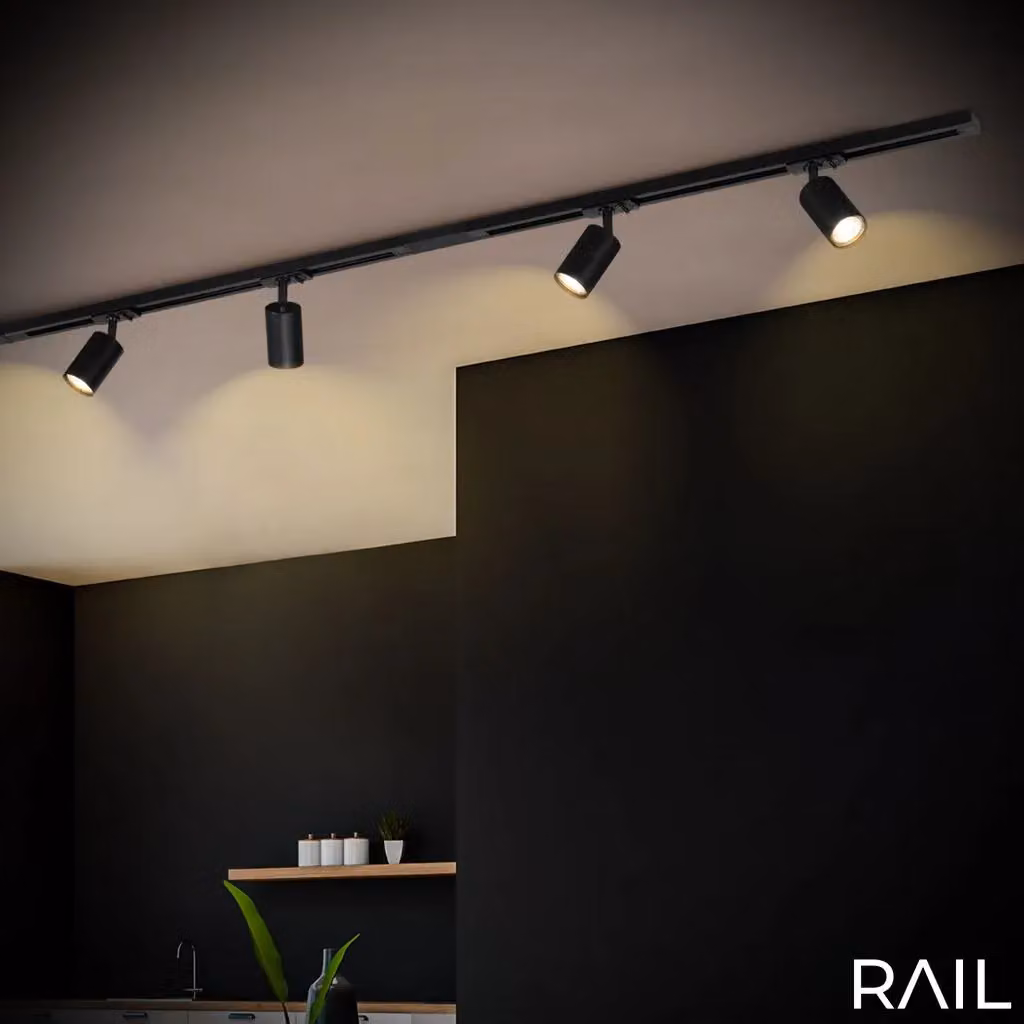 Briloner Black LED Rail System Starter Set with 4xGU10 Sockets (Max 9W) – 6