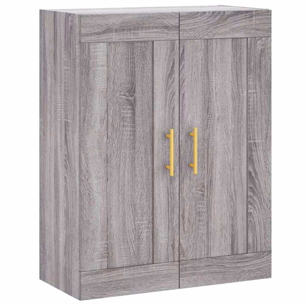 Berkfield Home Wall Mounted Grey Sonoma Cabinet with Hinged Doors and Internal Shelves, W: 69.5 cm, D: 34 cm, H: 90 cm – 2