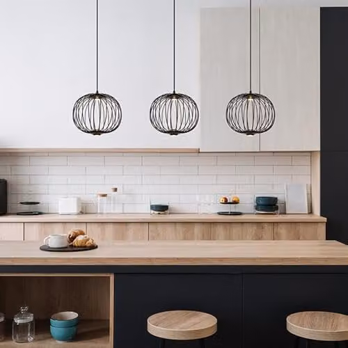 Netlighting Globo Lighting Black LED Bar Pendant Lamp for Dining and Living Rooms, Height Adjustable, 3 Bulbs, H 150 cm – 4