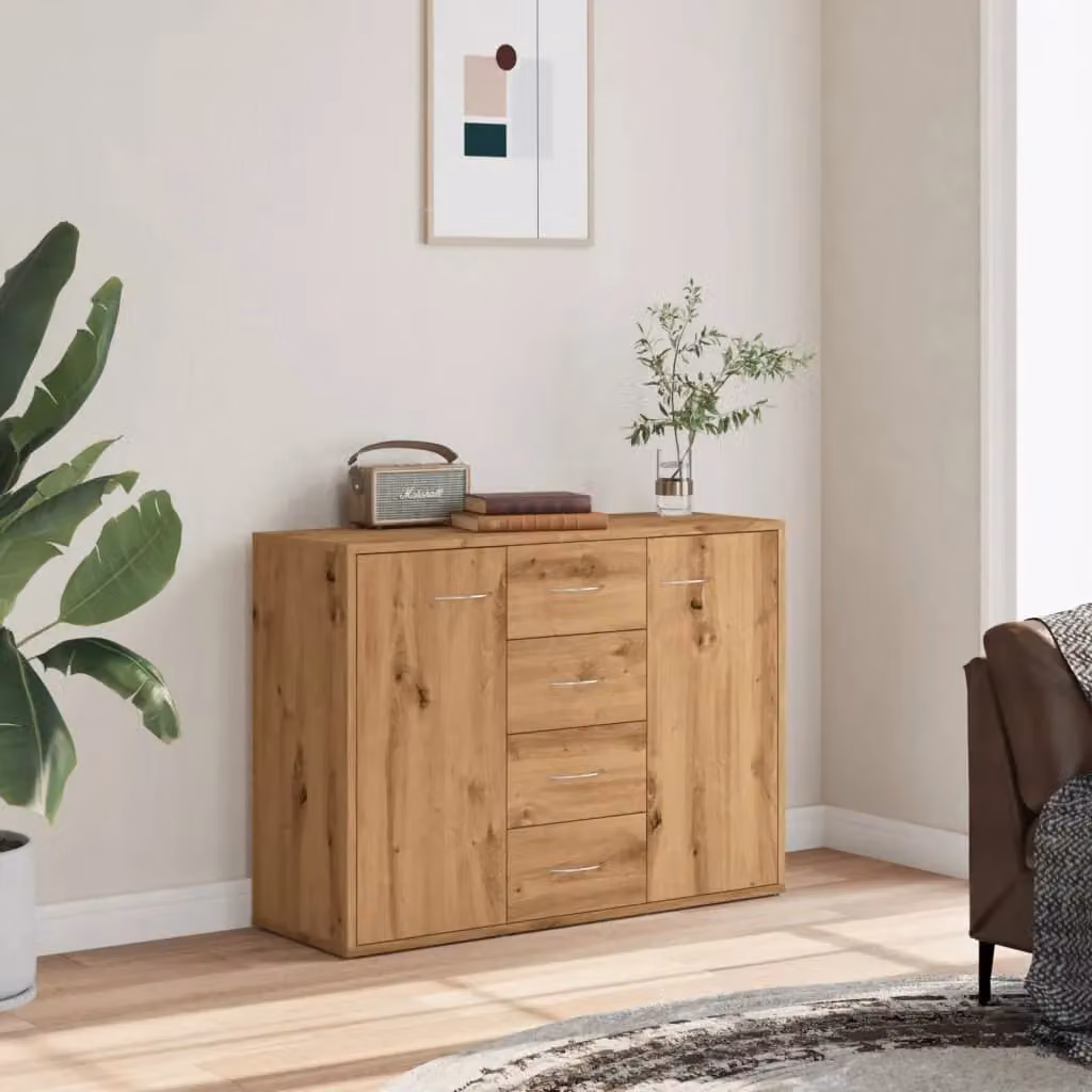 Berkfield Home Artisan Oak Sideboard in Brown, W/D/H: 88 x 30 x 64 cm – 2