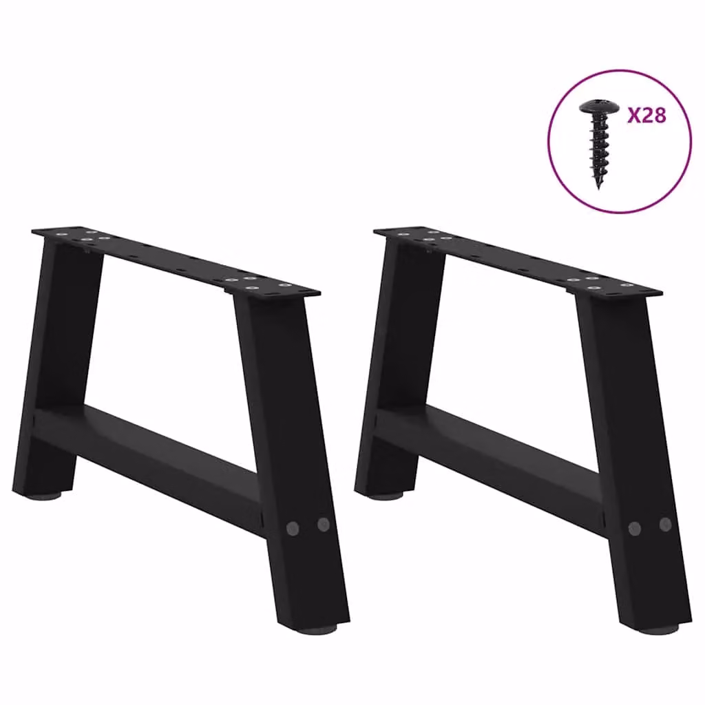 Berkfield Home A-Shaped Steel Coffee Table Legs, 2 Pieces, Black, H: 70 cm, W: 30-31 cm – 2