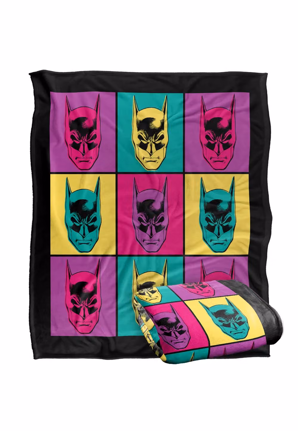 Batman Warhol Officially Licensed Silky Touch Super Soft Throw Blanket, White and Multicolour, W: 152 cm, D: 127 cm – 2