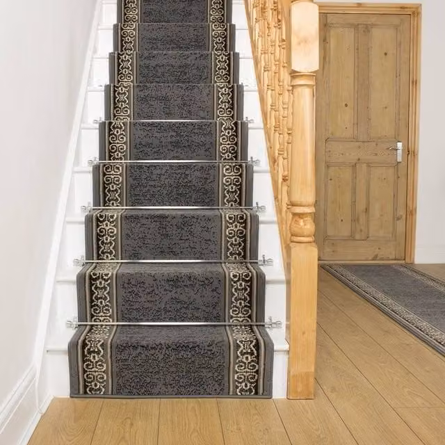 runrug Tribal Stair Runner Carpet in Grey, W: 80 cm x L: 480 cm