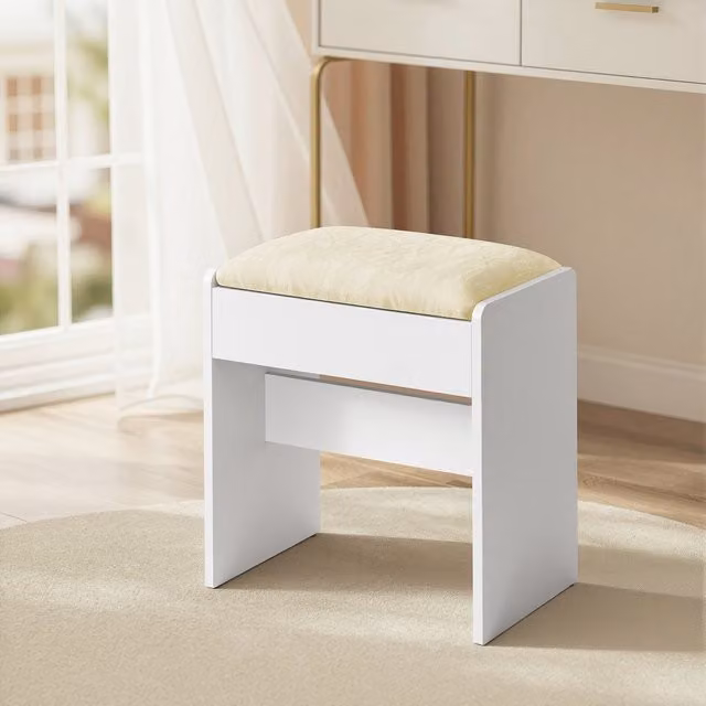 VASAGLE White Velvet Makeup Stool