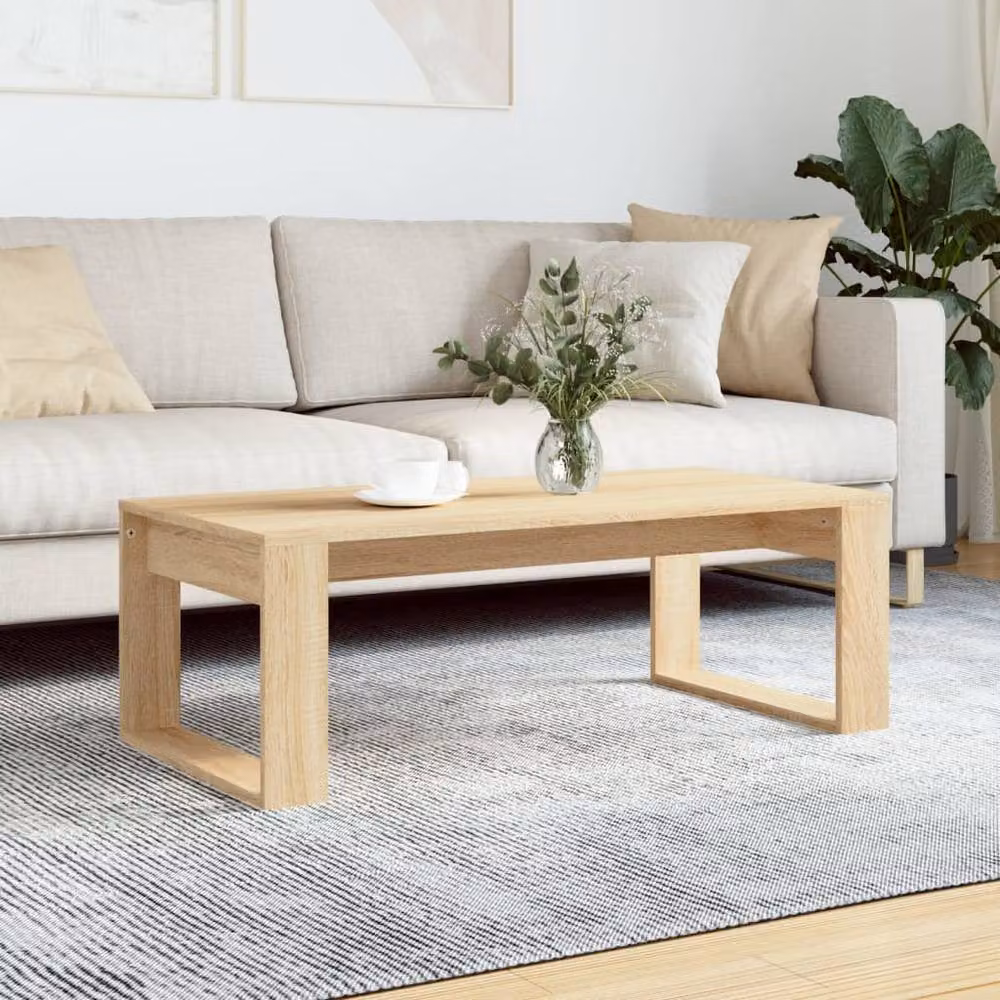 Berkfield Home Modern Rectangular Coffee Table in Sonoma Oak, Light Brown, W/D/H: 102 x 50 x 35 cm – 2