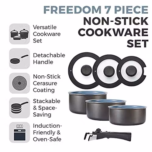 Tower Freedom 7 Piece Ceramic Non-Stick Cookware Set in Black and Grey – 2