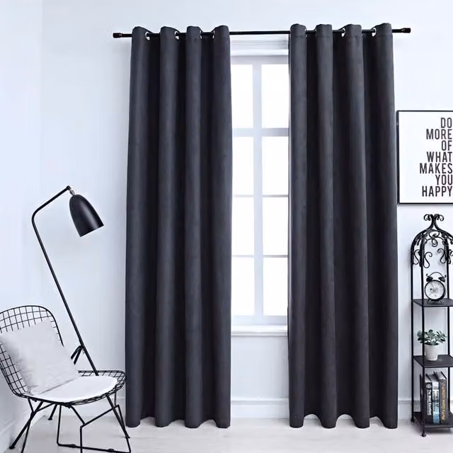 Berkfield Home Blackout Curtains with Eyelets, 2 Pack, Anthracite, W: 140 cm, H: 175 cm – 1