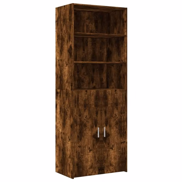 Berkfield Home Smoked Oak Highboard in Brown, W/D/H: 70 x 42.5 x 185 cm
