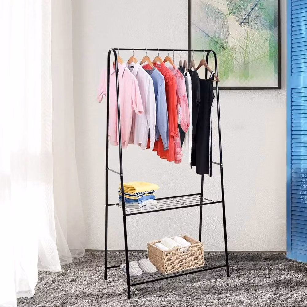 NESTLUNE A-Frame Metal Clothes Rack with Continuous Linear Rail in Matt Black, W/D/H: 100 x 15 x 153 cm – 2