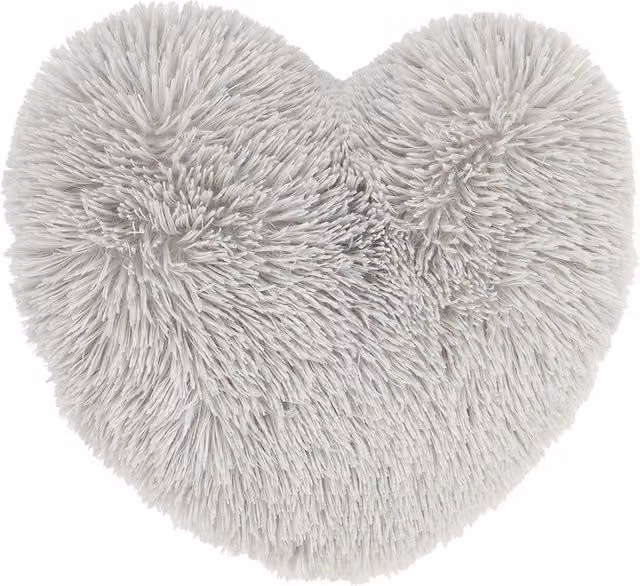 Catherine Lansfield Faux Fur Heart Shaped Cushion in Silver Grey – 2