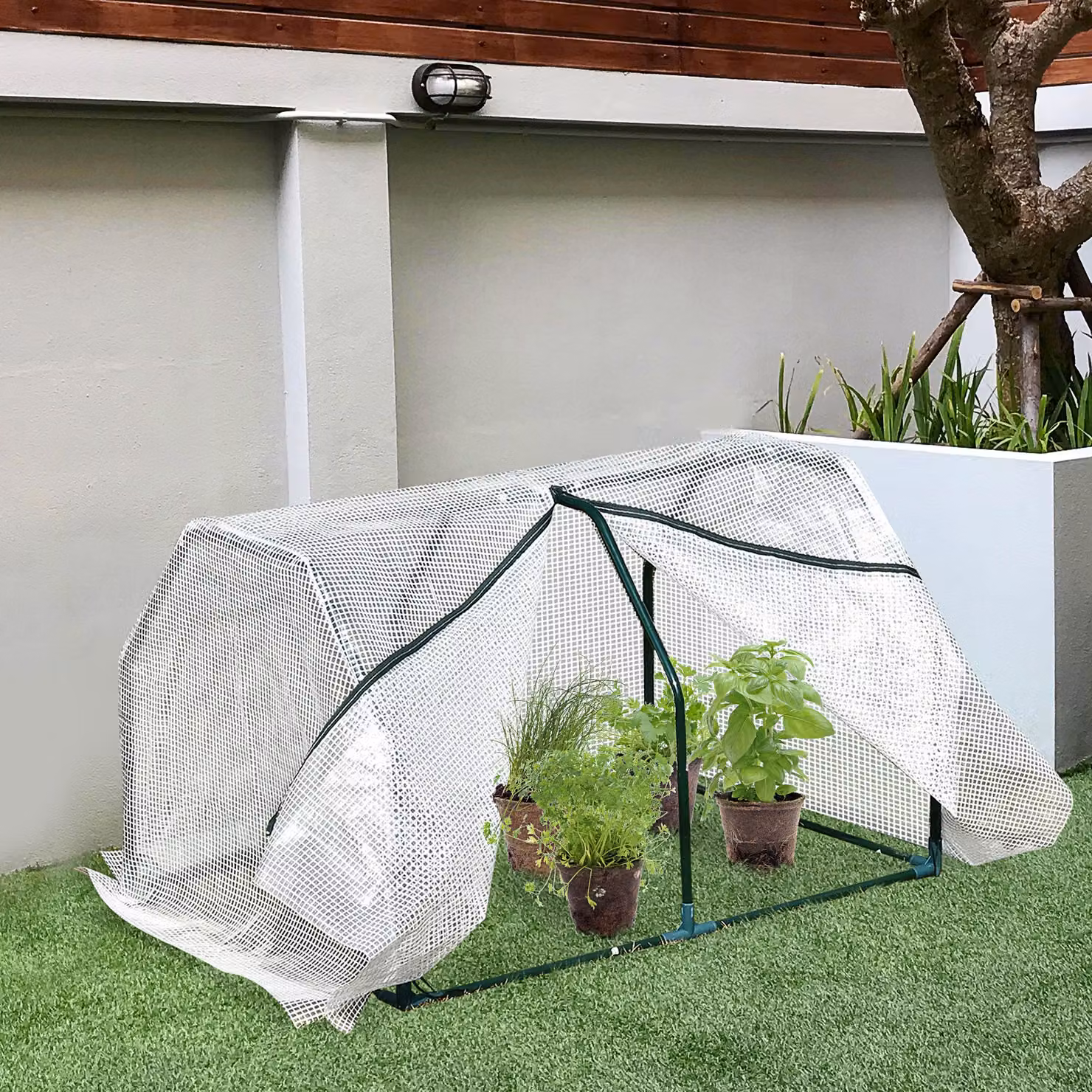 Outsunny Portable Mini Greenhouse with White PVC Cover and Steel Frame, W: 99 cm, D: 71 cm, H: 60 cm – 2