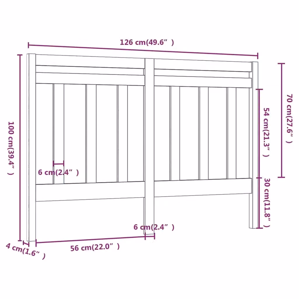 Berkfield Home Black Solid Pine Wood Bed Headboard W/D/H: 126 x 4 x 100 cm – 4