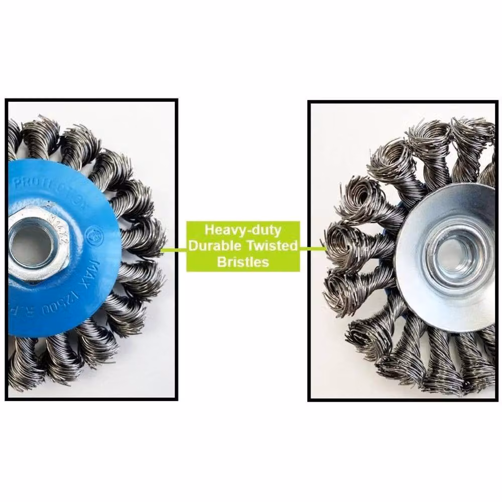 NESTLUNE Single Twist Knot Wire Brush Wheel, 115mm, Silver – 3