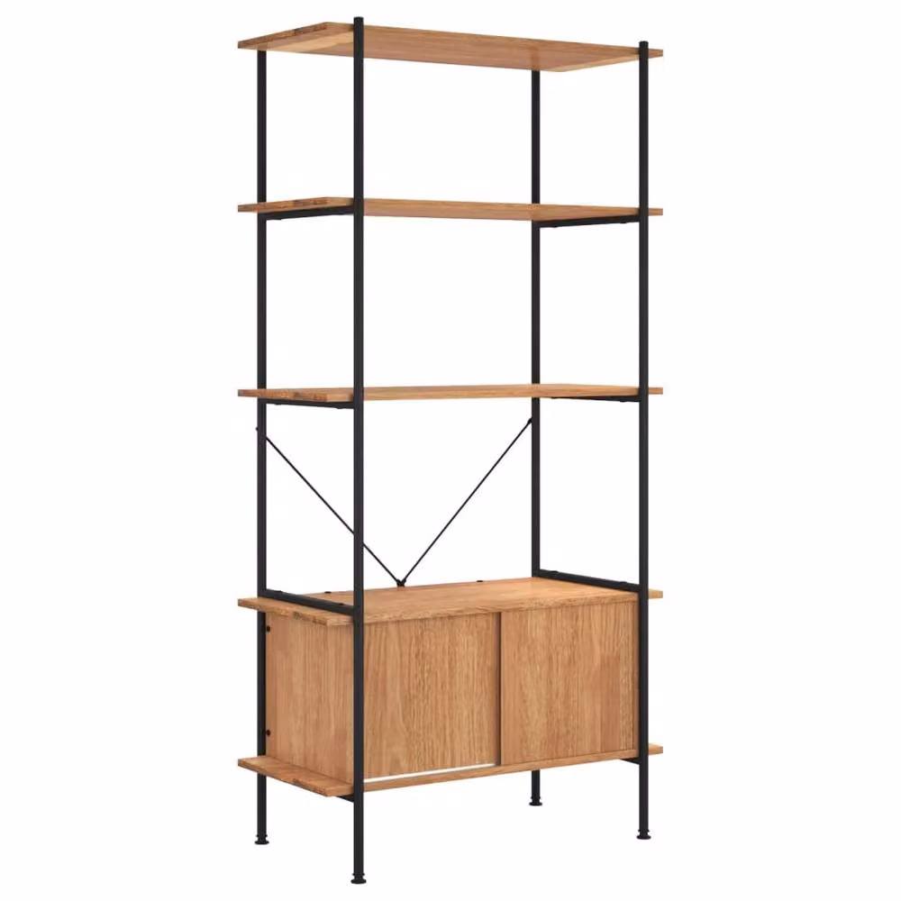 Berkfield Home Practical Bathroom Cabinet with Door and Open Shelf, Brown and Black, W/D/H: 40.0 x 80.0 x 163.0 cm – 2