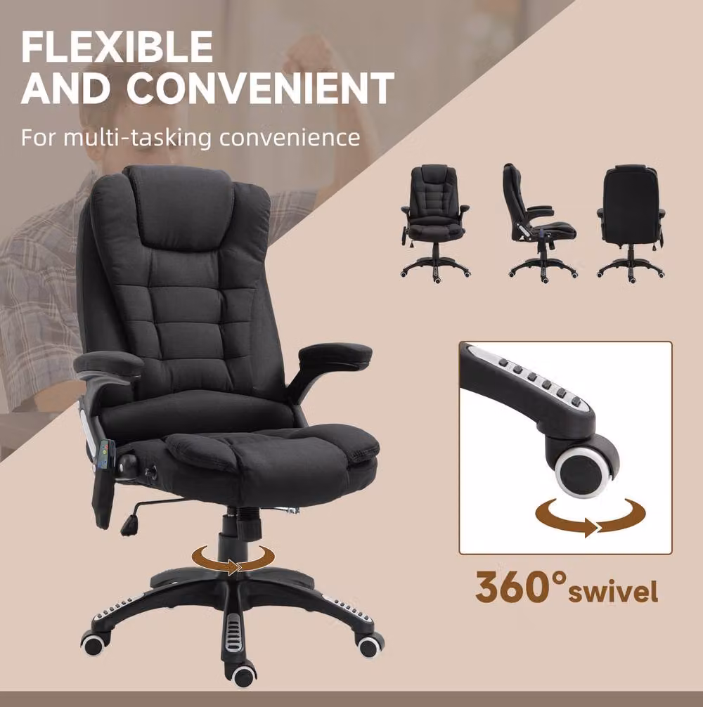 STILVORA Black Fabric Massage Recliner Chair with 360 Degree Swivel and Armrests – 6