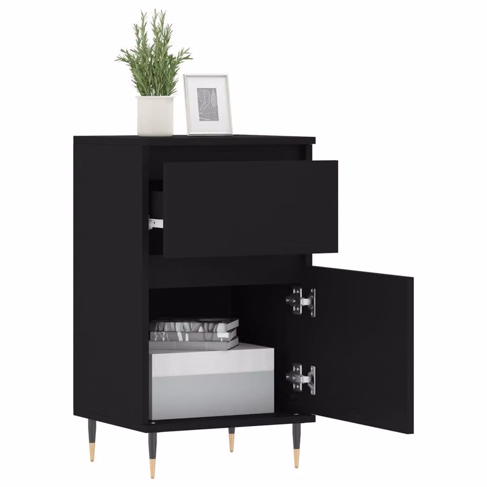 Berkfield Home Set of 2 Black Matt Engineered Wood Sideboards, W/D/H: 40 x 35 x 70 cm – 4