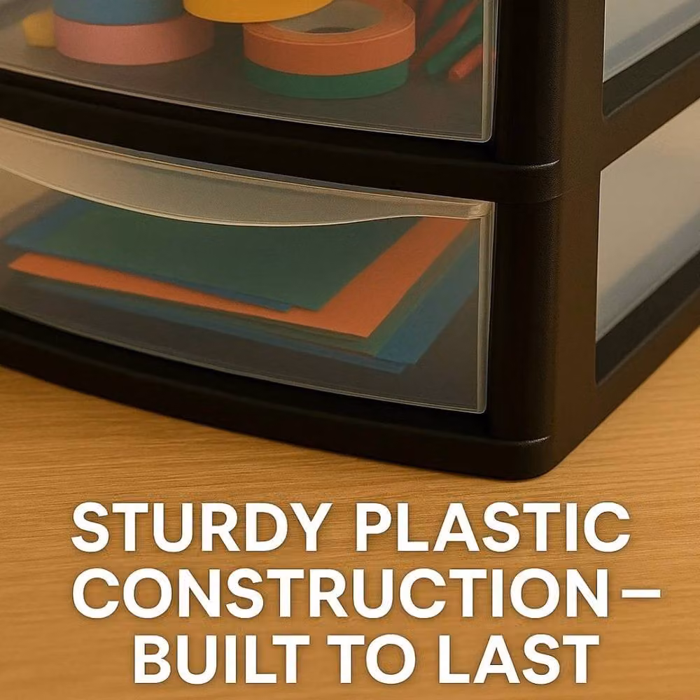 FLAVORA A4 2 Drawer Plastic Storage Unit in Black – 6