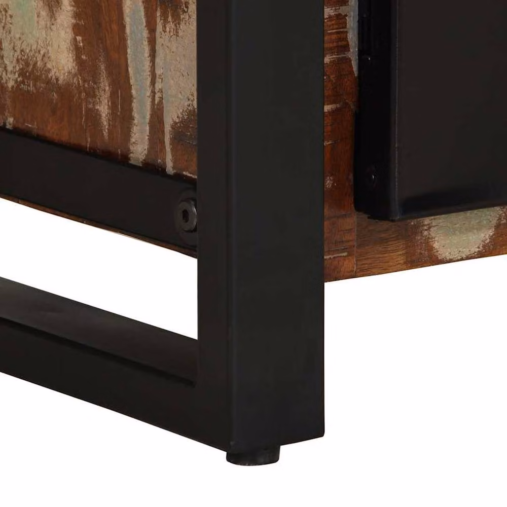 Berkfield Home Multicolour Industrial Bedside Cabinet in Reclaimed Mango Wood, W/D/H: 40 x 30 x 50 cm – 6