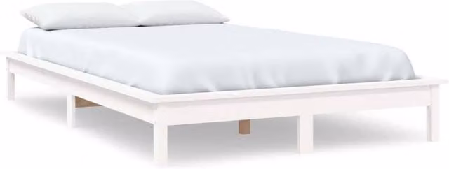 Berkfield Home White Solid Pine Wood Bed Frame, W/D/H: 120 x 200 cm