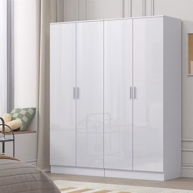 Reflect 2x 2 Door Plain Wardrobe Bundle in White Gloss and Matt White with Soft Close Doors