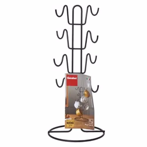 Metaltex Lava Collection Mug Tree Holder in Black, 8 Mug Capacity – 1