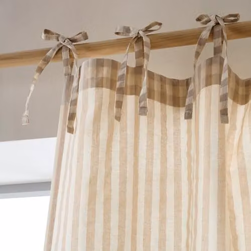 Pineapple Elephant Zanzibar Woven Stripe Voile Curtain Panel in Beige, Width: 140 cm, Height: 183 cm – 2
